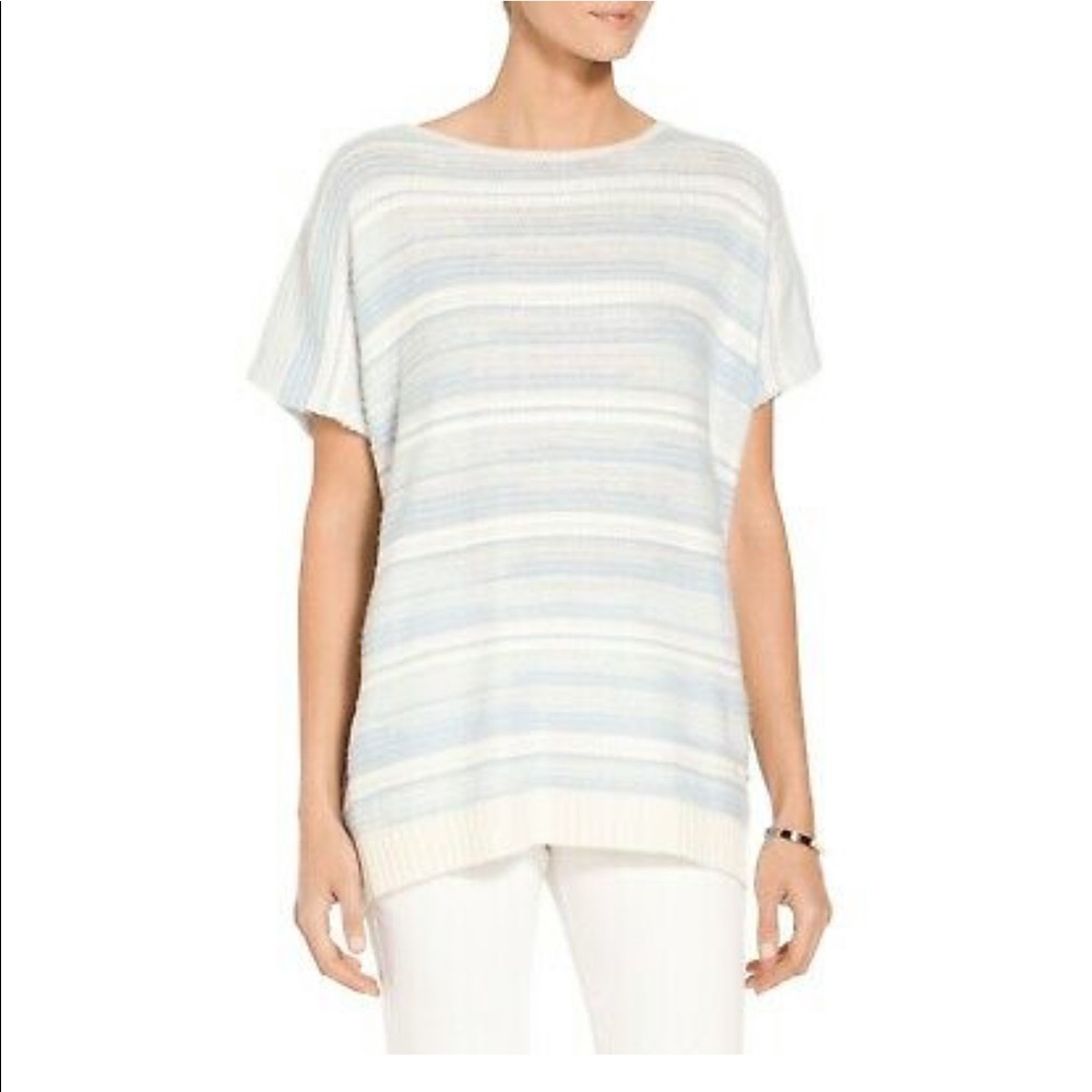 St. John Sport Open Stitch Back V-Neck Sweater Top